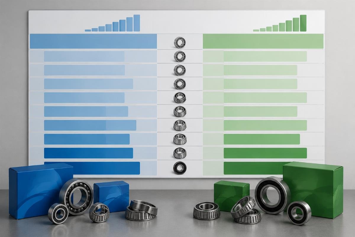 Price comparison matrix for 10 common bearing SKUs between Chinese suppliers and top OEM brands