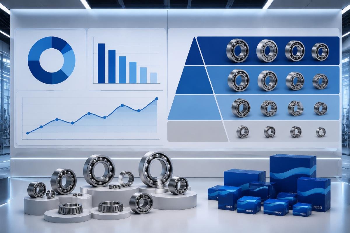 A breakdown of bearing category SKU coverage and order frequency for new distributors