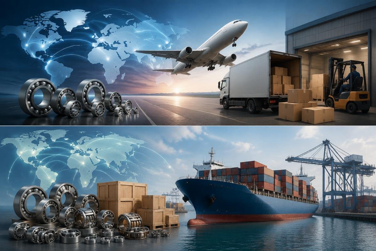 bearing delivery timeline for different order tiers A global delivery timeline comparison showing 3-7 day express for urgent orders and 2-4 week sea freight for bulk orders