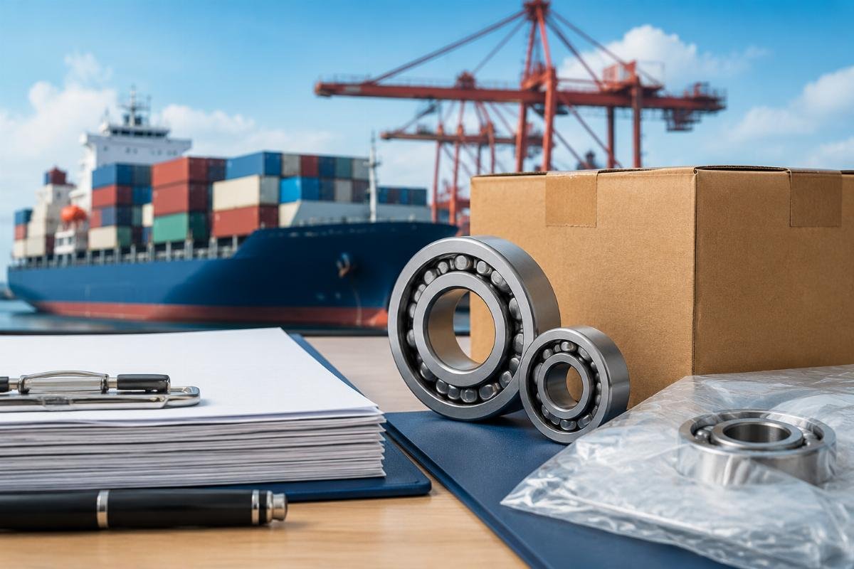 A step-by-step checklist for bearing import customs clearance laid out on a shipping document