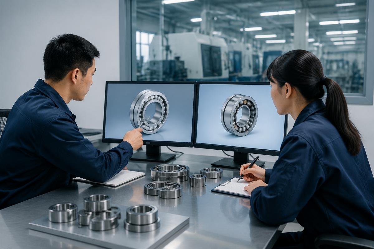 Technical team completing bearing cross-reference matching for customer part numbers