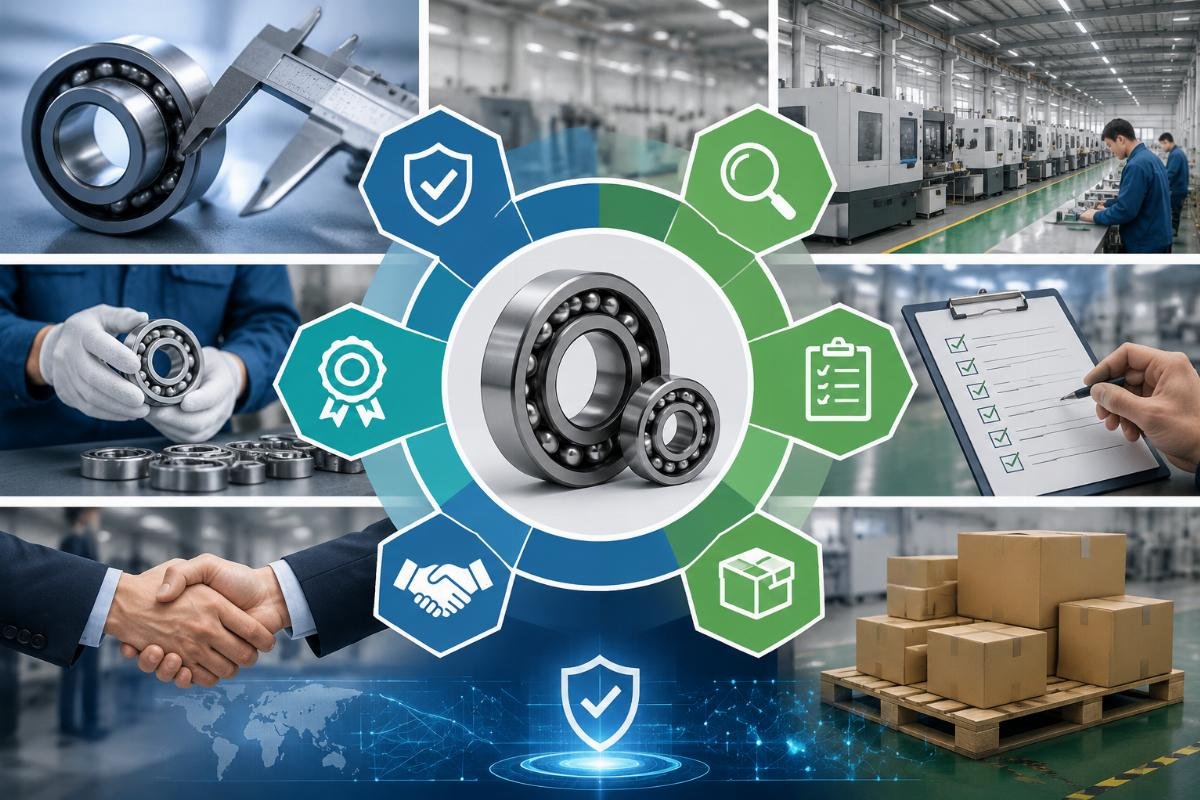 Chinese bearing sourcing risk mitigation Qualified bearing supplier credential checklist infographic