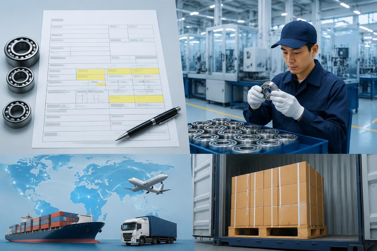 A customs declaration form for bearing shipment with highlighted compliant classification fields
