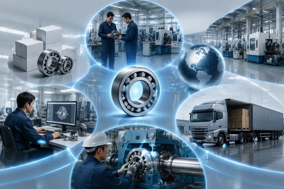 Comprehensive bearing maintenance framework showing the interconnectedness of genuine product supply, technical support, and logistics in reducing equipment downtime Bearing Maintenance Framework: From Selection to Monitoring