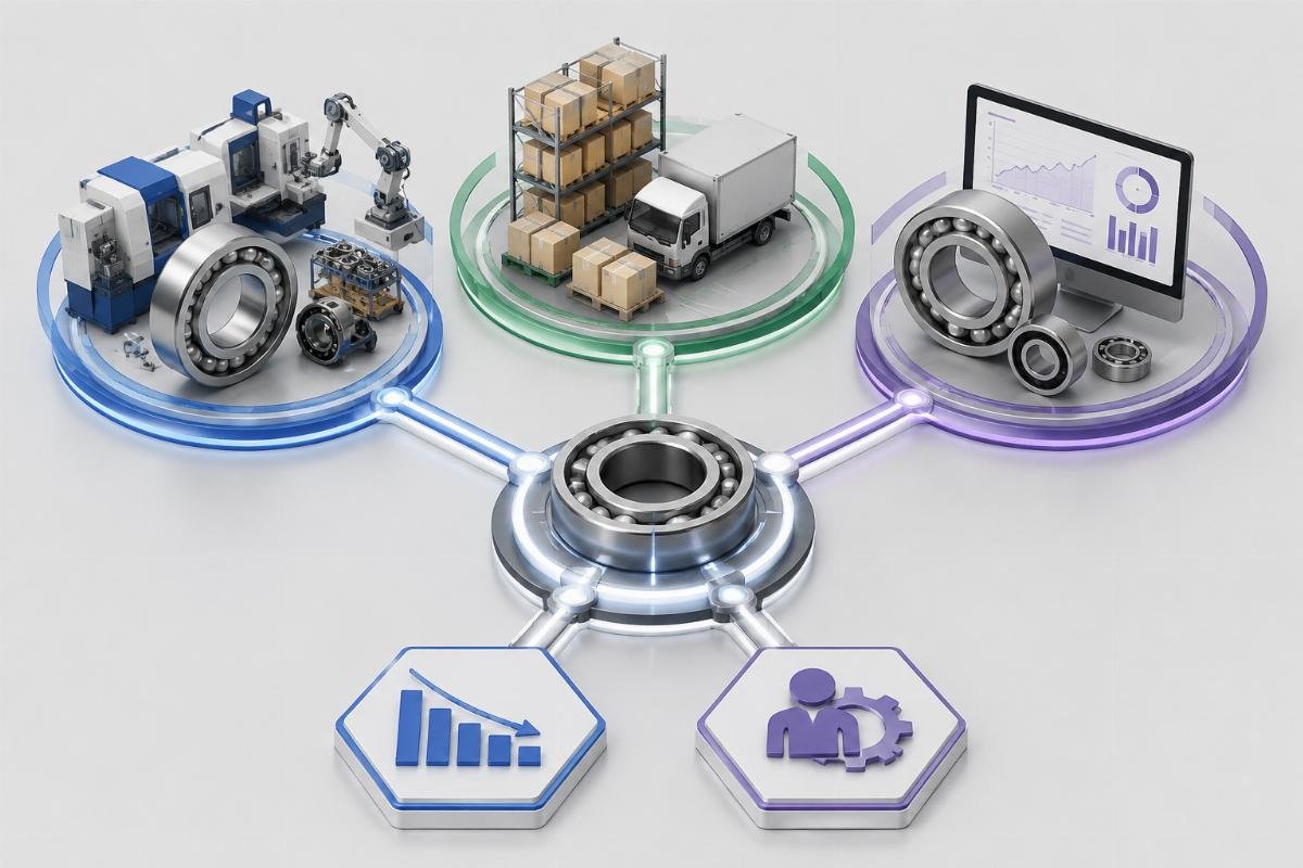 Core modules for streamlined bearing repeat purchase programs Visual breakdown of the three core repeat program modules connected to reduced cost and workload metrics