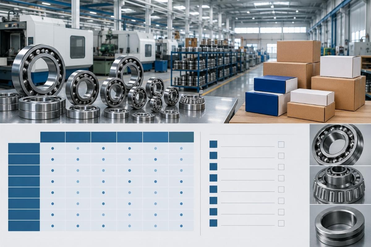 Comparison table of sourcing factors for Chinese industrial bearing suppliers