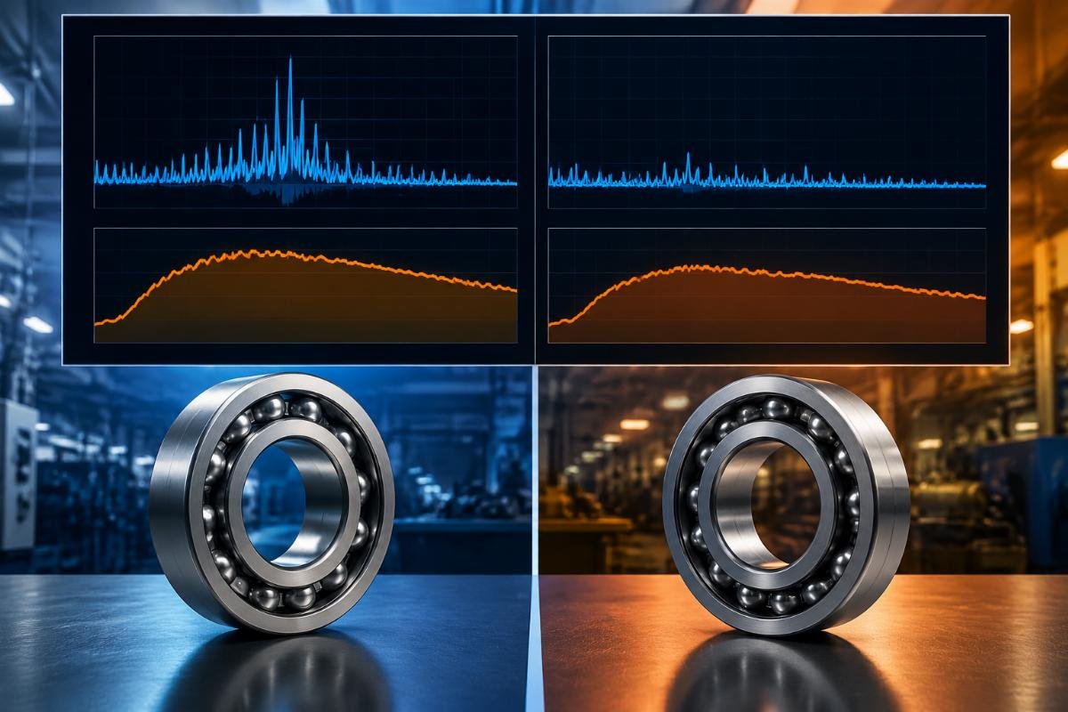 Vibration and temperature data comparing China custom bearings with OEM equivalents Bearing Performance Comparison Chart
